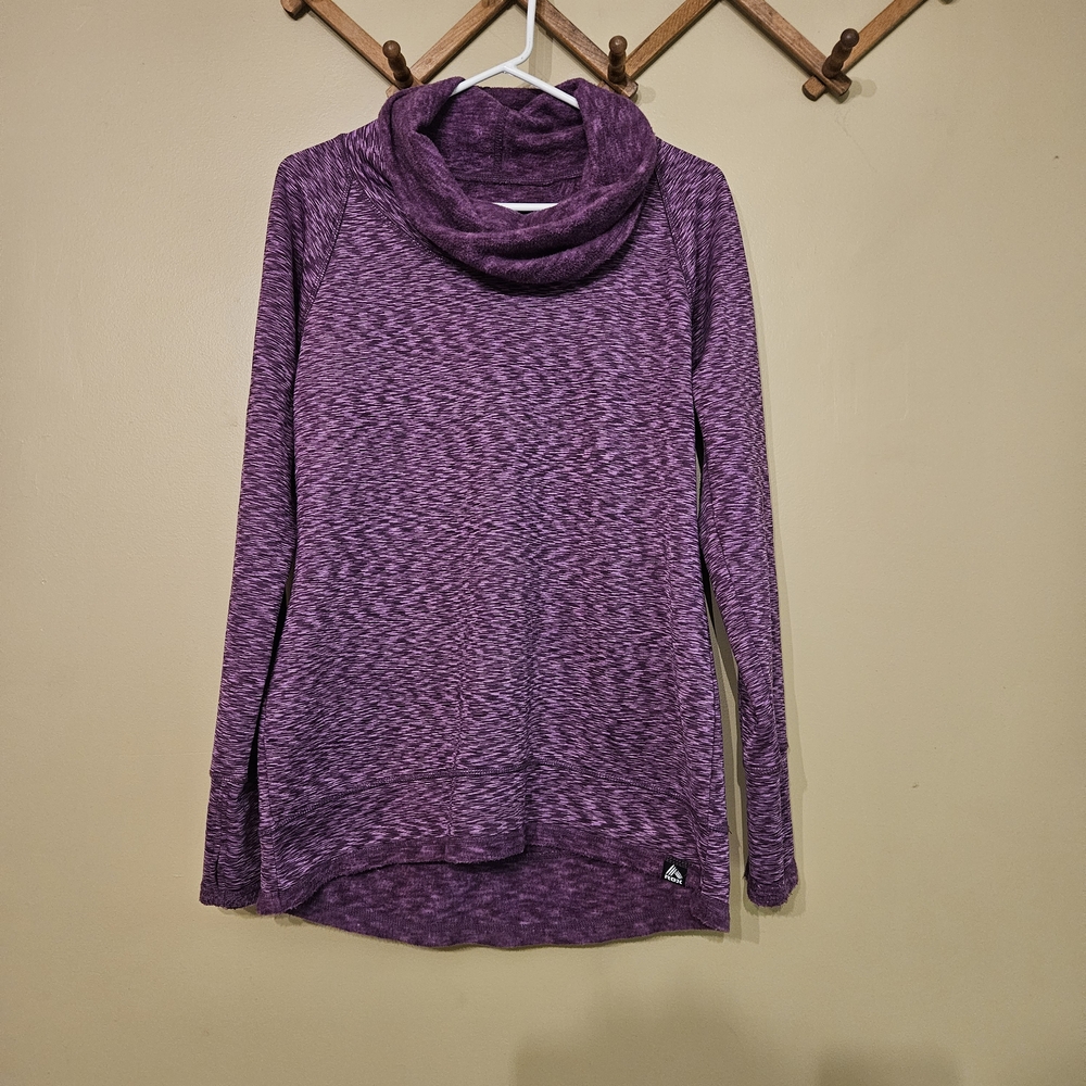RBX Purple Space Dye Hooded Fleece Cowl Neck Sweatshirt Size Large Active Wear